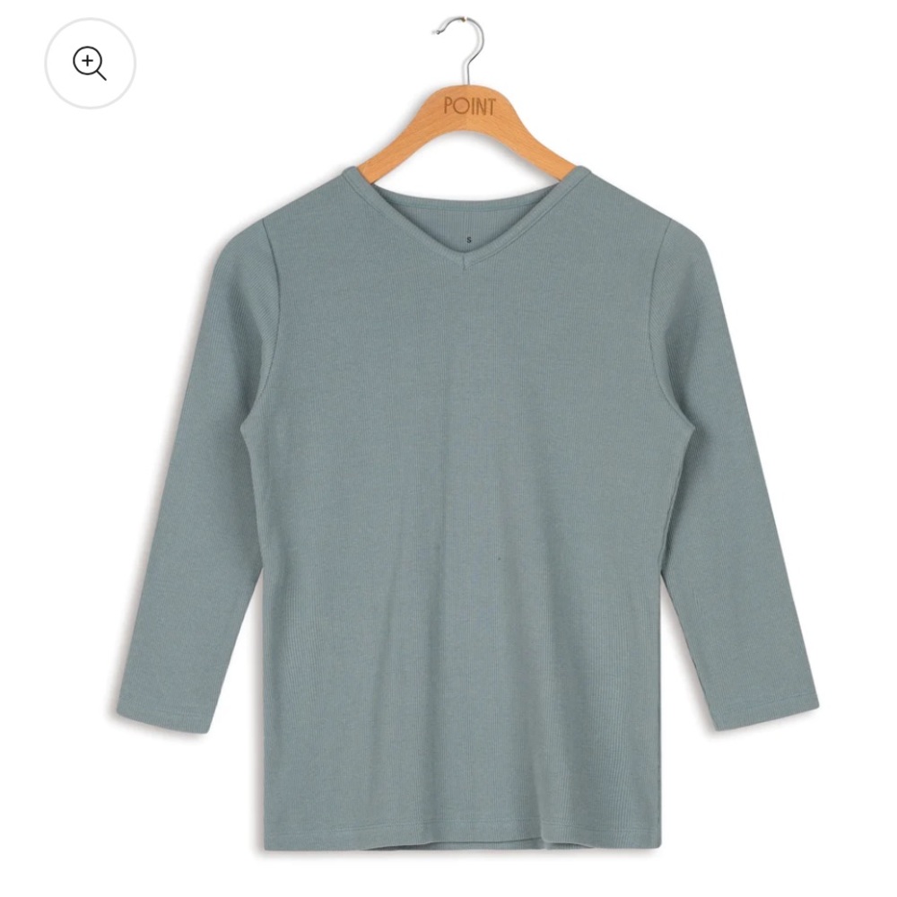 POINT 3/4 smoke blue V-NECK TOP